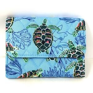 Vera Bradley Sea Turtles Coral Riley Wallet Folding Snap Closure NWT Ocean EXACT